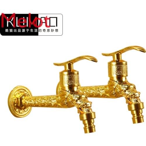 European antique gold washing machine faucet mopping up single cold quick open 4 antique gold plated faucet