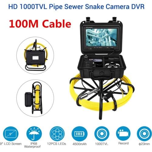 Eyoyo Pie Pipeline Endoscope Inspection Video Camera 100M Industrial Sewer Drain 9 Inch LCD Drain Sewer Endoscope Inspector