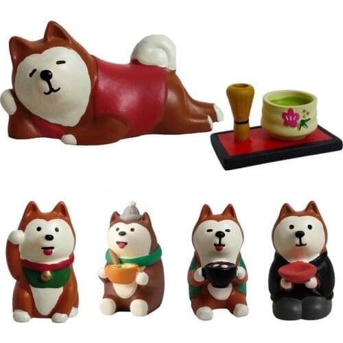 Dog Figure Lovely Cartoon Shiba Inu Shaped Dog Resin Doll for Dinning Room