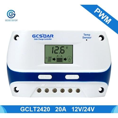 GCSOAR 20A Solar Charge Controller 12V 24V Auto Work PWM Solar Panel Charger Regulator for Leaded, Gel(AGM), Flooded Type