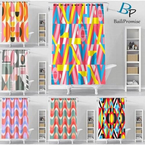 Geometric Patterns Style 3D Print Waterproof Shower Curtains Home Modern Decoration Toilet Bathroom Polyester Fabric Adult