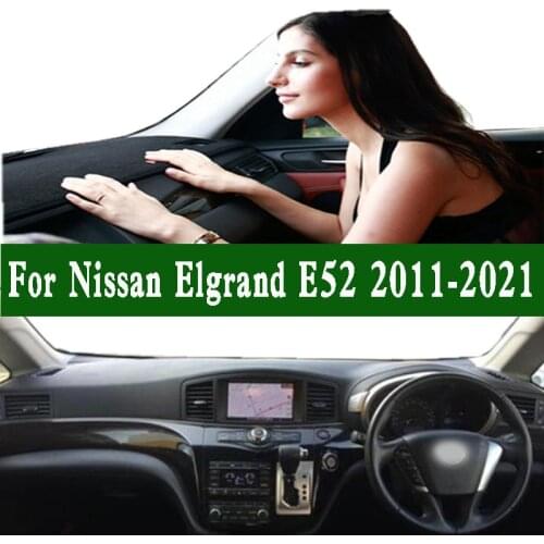 DashMat Car Dashboard Cover Dash Mat For Nissan Elgrand 350 E52 VIP 2WD 2011-2021 Car-styling Suede Leather Carpet Right Drive