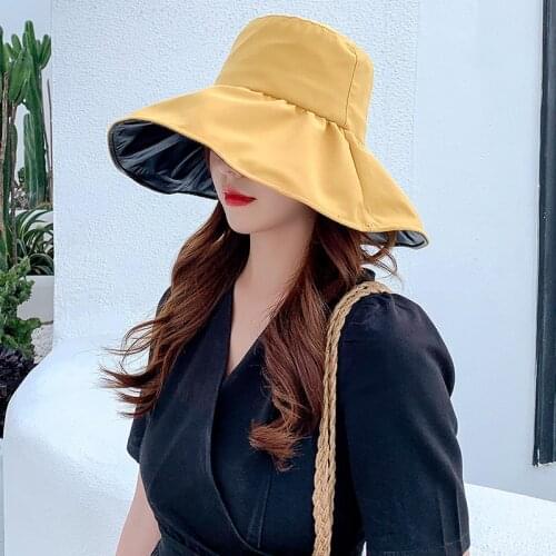 YQYXCY Summer Hat Women New Uv Sunscreen Hat Female Korean Big Edge Fishermans Hat Anti Uv Sunshade Sunhat