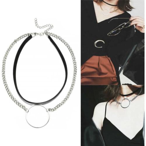 Trendy Necklace Gold Color Chain Silver Color Crystal Long Pendant for Women Gift