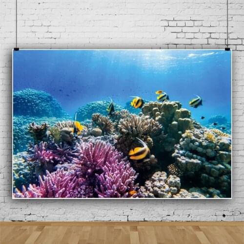 Sea Ocean Seabed Underwater World Coral Fish Baby Shower Birthday Party Backdrop Photography Background For Photo Studio Shoot