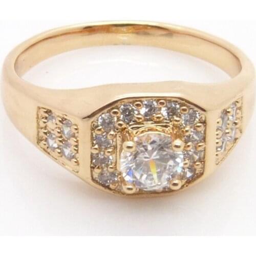Mens Gold Filled Cz Layered Square Ring Size 10