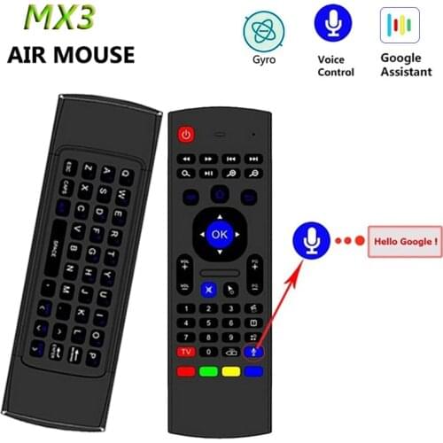 MX3 voice Backlit Air Mouse T3 Google Smart Remote Control IR 2.4G RF Wireless Keyboard For X96 mini H96 MAX X2 PRO Android TV