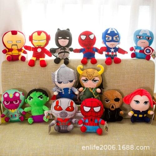 2020 New 12 Styles 25cm Marvel Avenger Spider Man Iron Man Us Captain America Loki Soft Plush Toys Children Hulk Thor Christmas