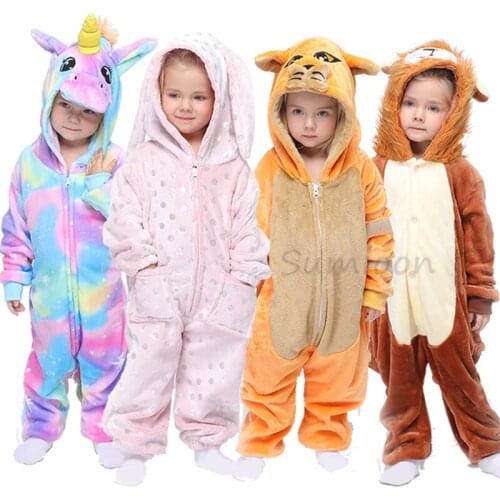 Baby Boys Girls Unicorn Jumpsuits Sleepwear Onesies Licorne Animal Pyjamas Kids Clothes Christmas Pajamas For Teens 12 14 16 18Y