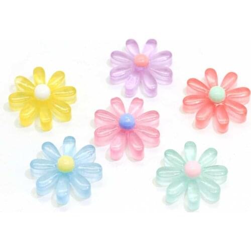 Transparent Clear Mix Colors Resin Flower Beads Daisy Flatback DIY Accessory Cabochons Embellishment For Jewelry Making