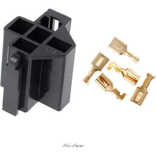 40A 5 Pin Relay Connector Socket with 5 x 6.3mm Terminals Car Truck Vehicle Relay Case Holder