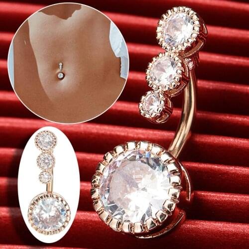 Sexy Women Body Jewelry Navel Piercing Belly Button Body Jewelry Crystal Zircon Rhinestones Round Body Piercing Jewelry