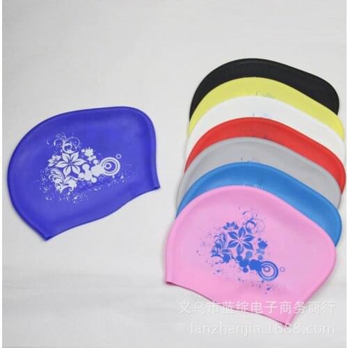 Silicone Waterproof Swimming Cap for Long Hair Large Fashion Printed Swimming Cap Extra Comfortable Swimming Cap