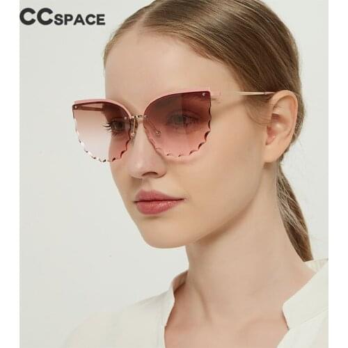 49658 Frameless Wave Pattern Color Sunglasses Womens Fashion Shading Uv400 Retro Glasses