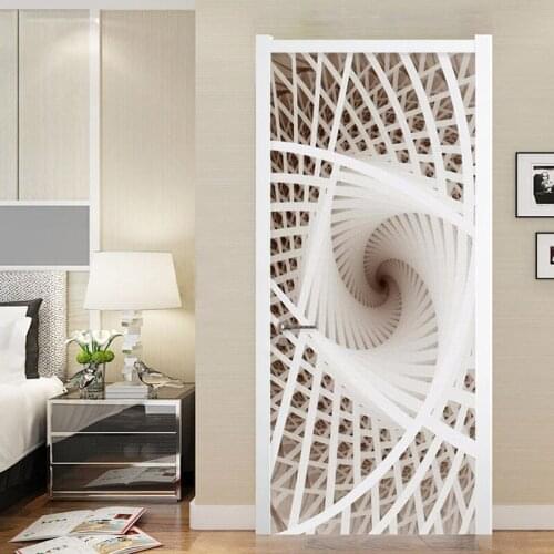 Modern Creative Line Door Sticker 3D Art Mural Wallpaper Living Room Study Home Decor Wall Sticker Door Poster 3D Self-Adhesive