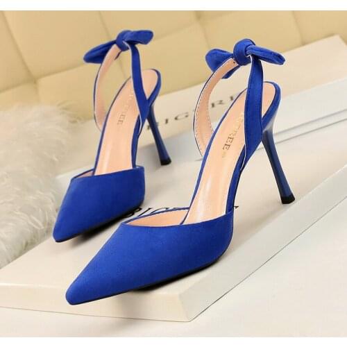 BIGTREE High Quality Sweet Beauty Women Shoes Stiletto High Heel 2019 Shallow Pointed Suede Bow Fashion 9.5CM Heel High Pumps