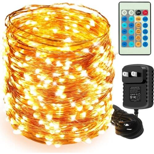 Led String Lights 30m 50m 100m Street Garland Light Outdoor Christmas Fairy Lights Warm White Starry Light+Adapter+24 Key Remote