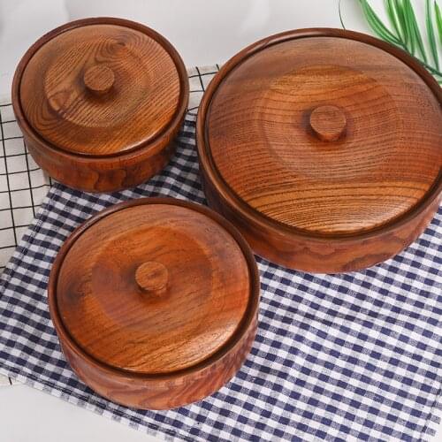 Japanese tableware wooden bowl with lid, wooden reverse side fruit bowl, jujube fruit plate, snack wooden bowl LB80109