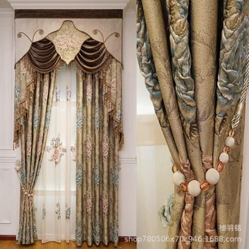 High-quality custom jacquard Blackout curtains for Living Room Windows European style classic High shade curtains for Bedroom