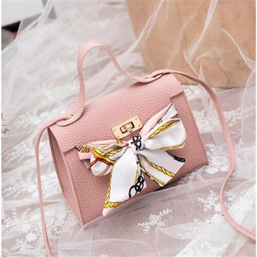 Lady’s Litchi Pattern Bag Scarves-Decorated Shoulder Bag Platinum Messenger Bag Woman’s Cell Phone Storage Bag F848