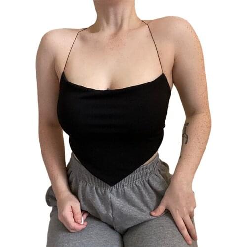 Women Camis Crop Tops Halter Sexy Tank Lace-up Backless Floral Print Exposed Navel Suspender Strap Bandage Slim Vest Camis