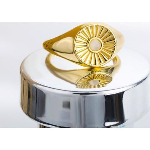 Geometric Circular Radiation Rings For Women Stainless Steel Vintage Minimalist Round Finger Ring Men Wedding Jewelry Gift 2021