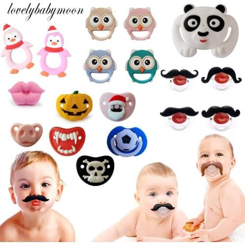1pcs Top Silicone Funny Nipple Dummy Pacifier Funny Nipple Dummy Baby Teether Soother Joke Prank Beard Kiss PacifierSoother Joke