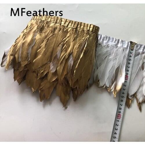 19 Colors Available Gold Spray Goose Duck Feather Ribbon 15-20cm 6-8 Inches Height Natural Feathers Lace Trim For Carnival Decor