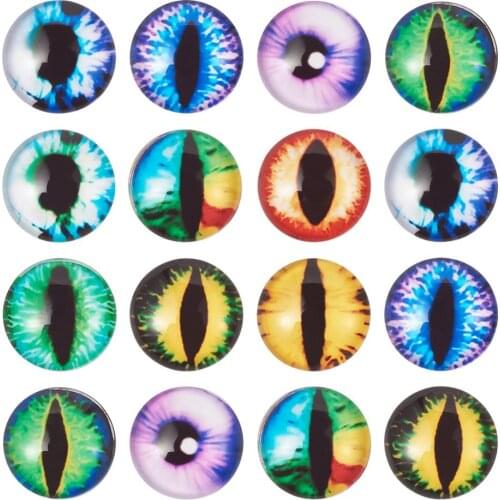 20pcs Dragon Eye Printed Glass Cabochon Flatback Photo Dome Accessory Pendant for Jewelry DIY Making Mixed Color 12x4mm