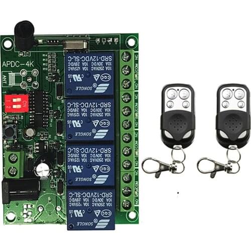 433Mhz Universal Wireless Remote Control Switch DC 24V 4CH Relay Receiver Module and 4-Channel RF 433 Mhz Transmitter