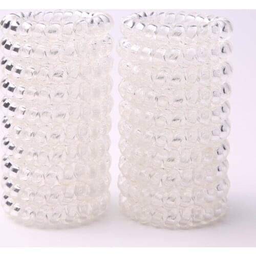 5Pcs Clear Spiral Hair Ties No Crease Elastic Ponytail Holders Phone Cord Traceless Hair Ties for Women Thick Hair