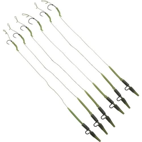 6pcs/Pack Carp Fishing Braid Hair Rigs Curved Barb Carp Hooks With Boilie Bait Rig Stops 2# / 6# / 8# Optional Model