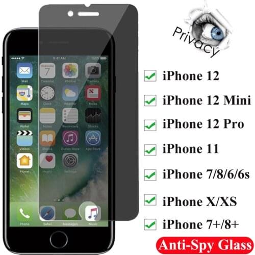 Screen Privacy Glass For iPhone 12 Pro MAX 11 Anti Glare Tempered Glass For iPhone X XS MAX 7+ 7 6 6s 8 Plus 5 Anti Spy Glass