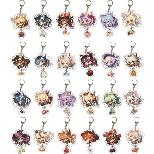Game Genshin Impact Anime Keychain Cosplay Hutao Xiao Ganyu Zhongli Cute Cartoon Character Car Pendant Fans Collection Pendant