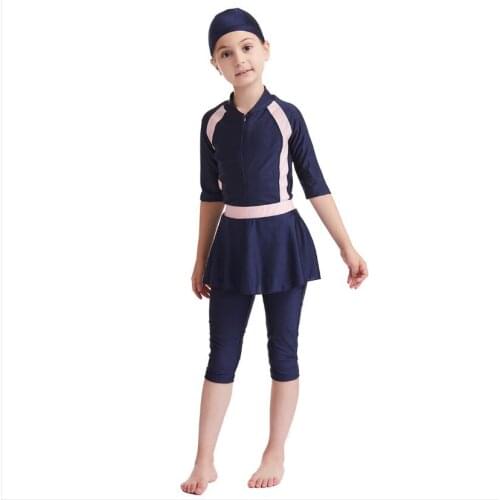 Kids maillot de bain femme musulman large size swimwear kostium kąpielowy modest swim suit for girls burkinie 3PC set fashion