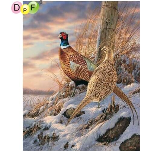 DPF Pheasant on the snow 5D needlework diamond painting cross stitch home decor diamond mosaic square crafts diamond embroidery