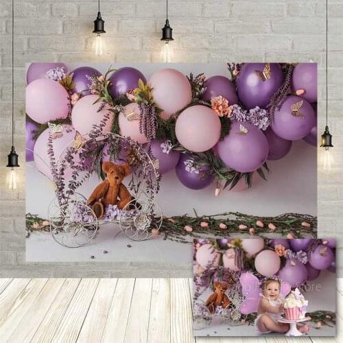 Avezano Photography Backdrops Cake Smash Birthday Party Balloons Flower Newborn Baby Shower Background For Photo Studio Decor
