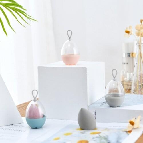 Hot Empty Transparent Puffs Drying Box Storage Case Portable Sponge Stand Cosmetic Egg Shaped Rack Makeup Blender Puff Holder