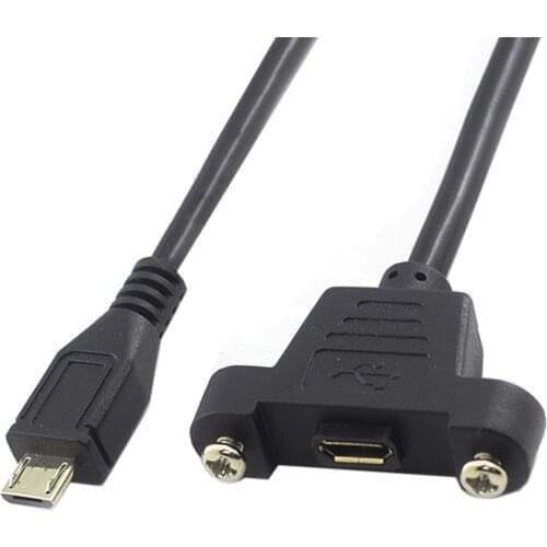 Jimier Micro USB 5Pin Male to Female Extension Panel Mount Type Cable with Screws 50cmPanel Mount Type