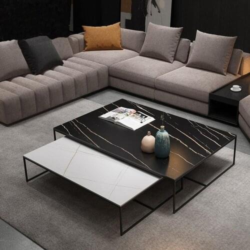 Modern rock board rectangular table coffee table for small apartment home hotel office center sofa table combination 2 set