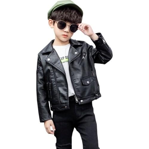Childrens Leather Jackets Boys And Girls Leather Lapel Motorcycle Coats 2020 Autumn New Korean Style Tops Clothes