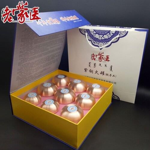 Mongolia 9 Jar/Set Red copper Chinese Medical Vacuum Body massager Acupunture Vacuum Cupping Portable Massage Therapy cupping