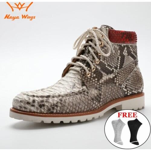 Men Ankle Boots Handmade Martin Boots Genuine Python Skin Winter Season Fashion Casual Shoes For Men