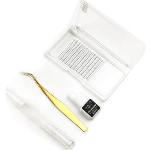 Eyelash Extension Kit for Self Application Home Use DIY Lash Set Premade Lashes Sensitive Eyelash Glue Lash Remover Tweezers