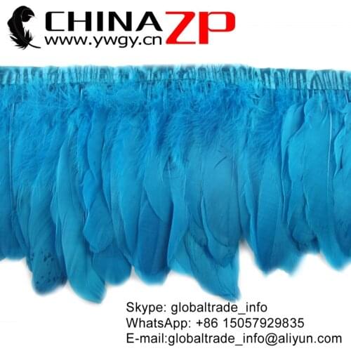 CHINAZP Factory Wholesale 10yards/lot Selected Prime Quality Dyed Turquoise Blue Goose Feather Fringe Trimming
