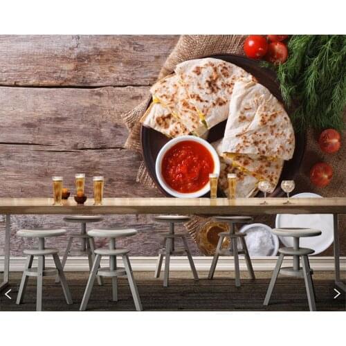 Pancake Tomatoes Dill Wood plank Food 3d wallpaper mural papel de parede for dining room living room kitchen restaurant bar cafe