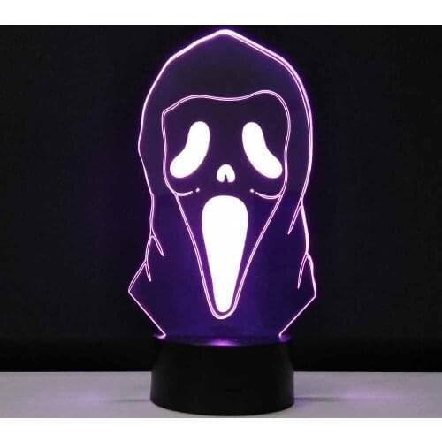Halloween Gift 3D Lamp Grimace LED Night Light Transparent Acrylic Crafts Veilleuse Enfant 7 Colors Changing Luminaria USB Lampe
