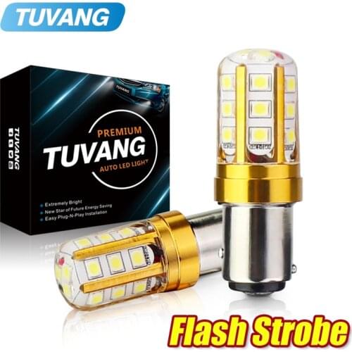 2x Strobe Ba15S LED Light Flash P21W S25 1156 3030 LED Chip Bulb Blink Car Stop Backup Brake Parking Tail Turn Signal Light