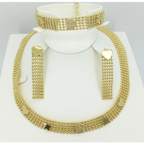 Bridal Gift Nigerian Wedding African Beads Jewelry Set Brand Woman Fashion Dubai Gold Color Jewelry Set Wholesale Design