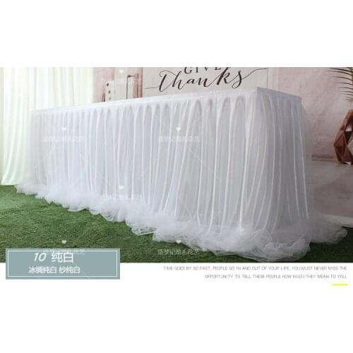80cm Height Tulle Tutu Table Skirt Tulle Tableware for Wedding Decoration Baby Shower Party Wedding Table Skirting Home Textile